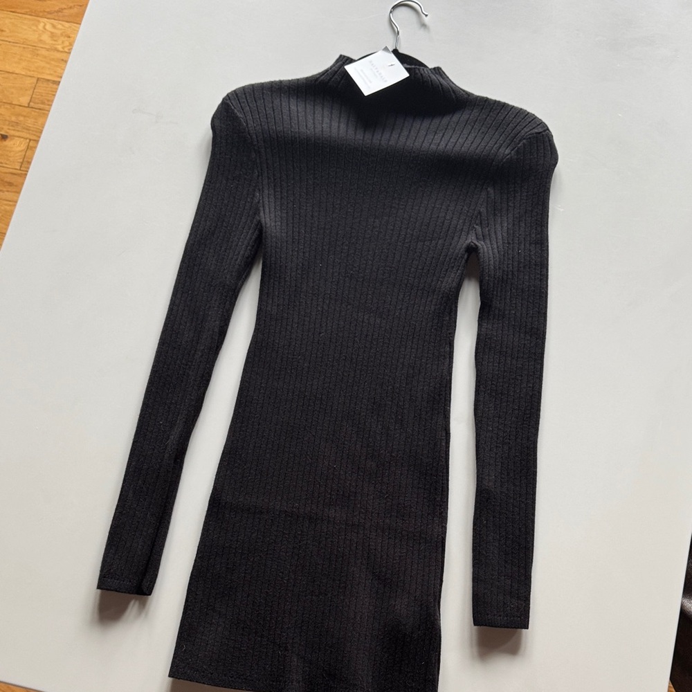 Black Ribbed Knit Dress